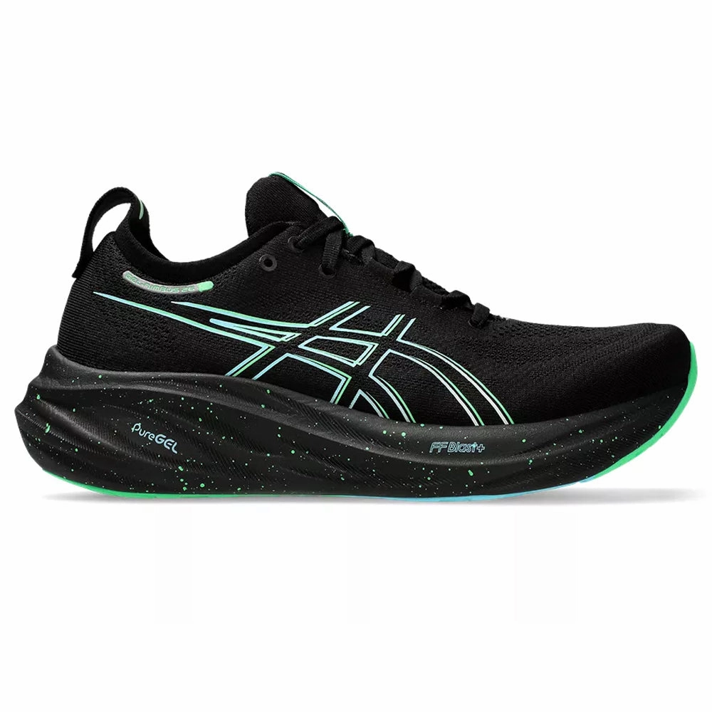 Men's Asics Gel-Nimbus 26, Black/Soothing Sea, 8.5 D Medium Asics Nimbus 26 Shoes