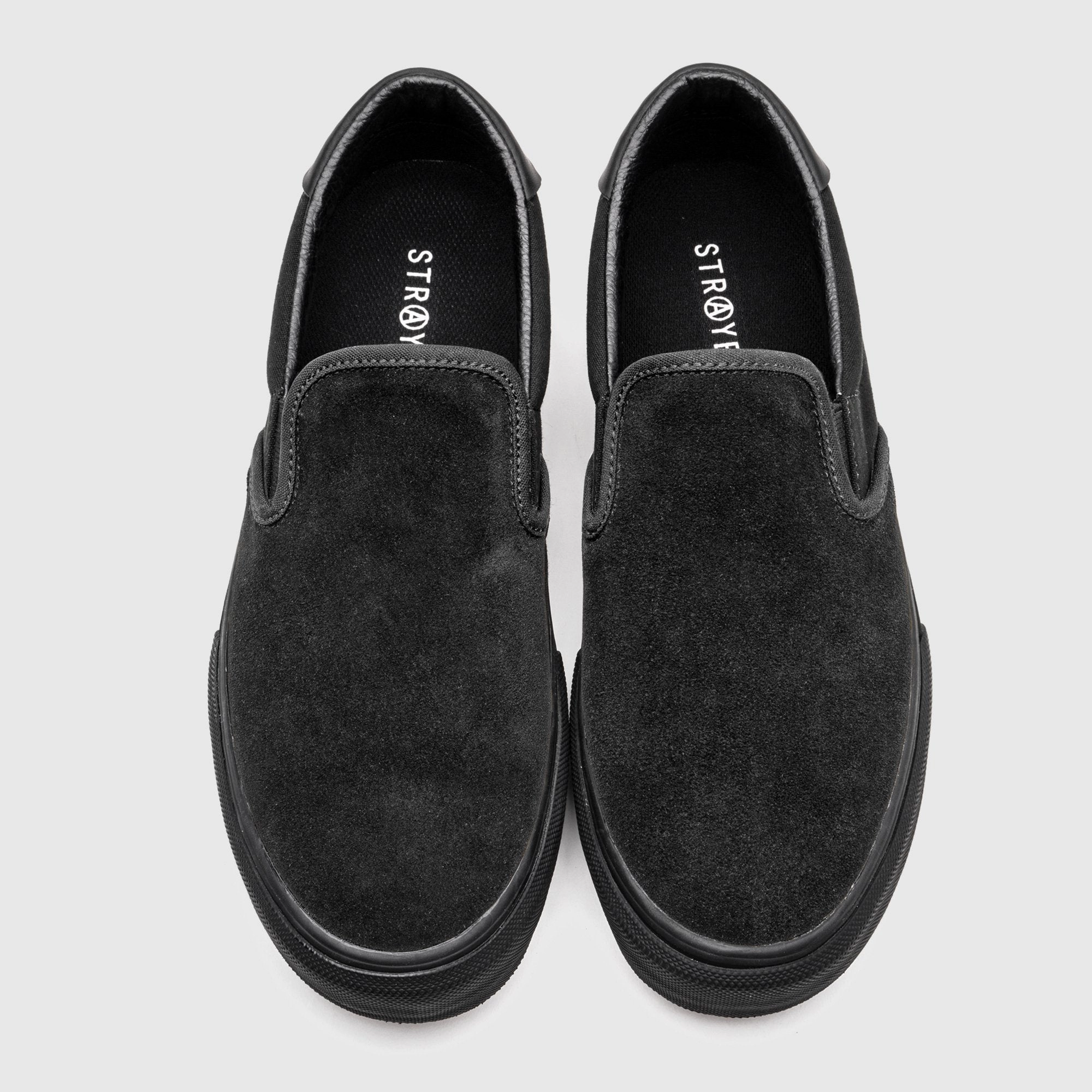 Straye Footwear Ventura Skate Shoes Slip-on Black/Black Suede Mid 2000s Skate Shoes