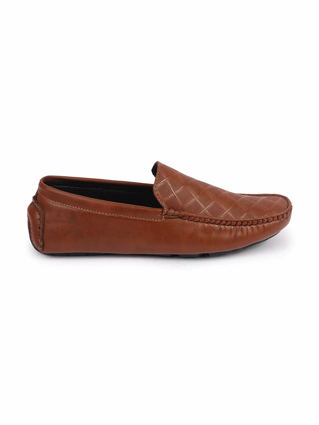 Men Tan Textured Design Casual Classic Slip On Driving Loafer and Moccasins Casual Walking Shoe