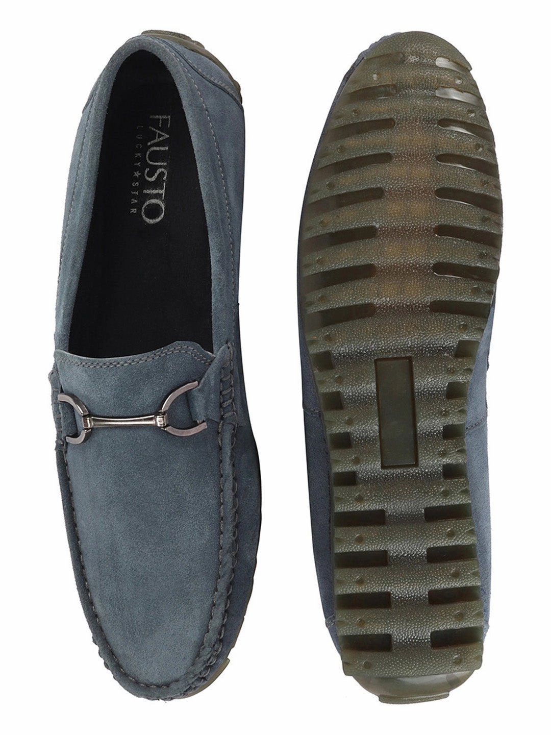 Men Grey Horsebit Buckle Suede Leather Slip On Driving Loafers Shoes Outfit Casual