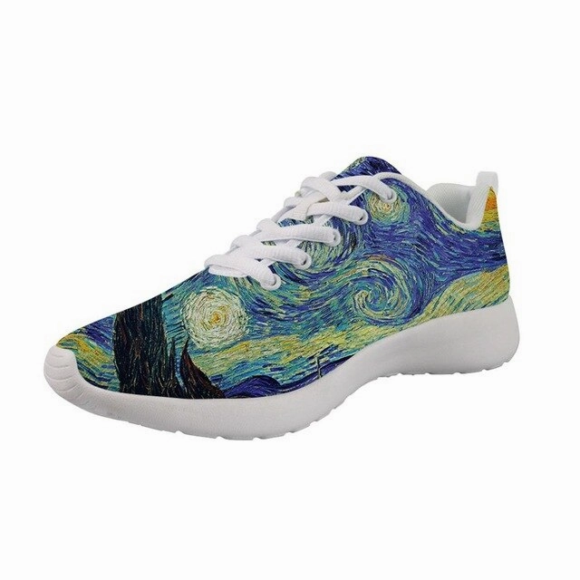 New Sneakers Women Flats Nurse Shoes Spring Painting Art Printed White bottom Comfortable Flats Breathable Vincent van Gogh