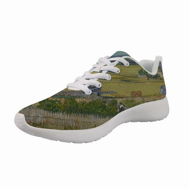 New Sneakers Women Flats Nurse Shoes Spring Painting Art Printed White bottom Comfortable Flats Breathable Vincent van Gogh