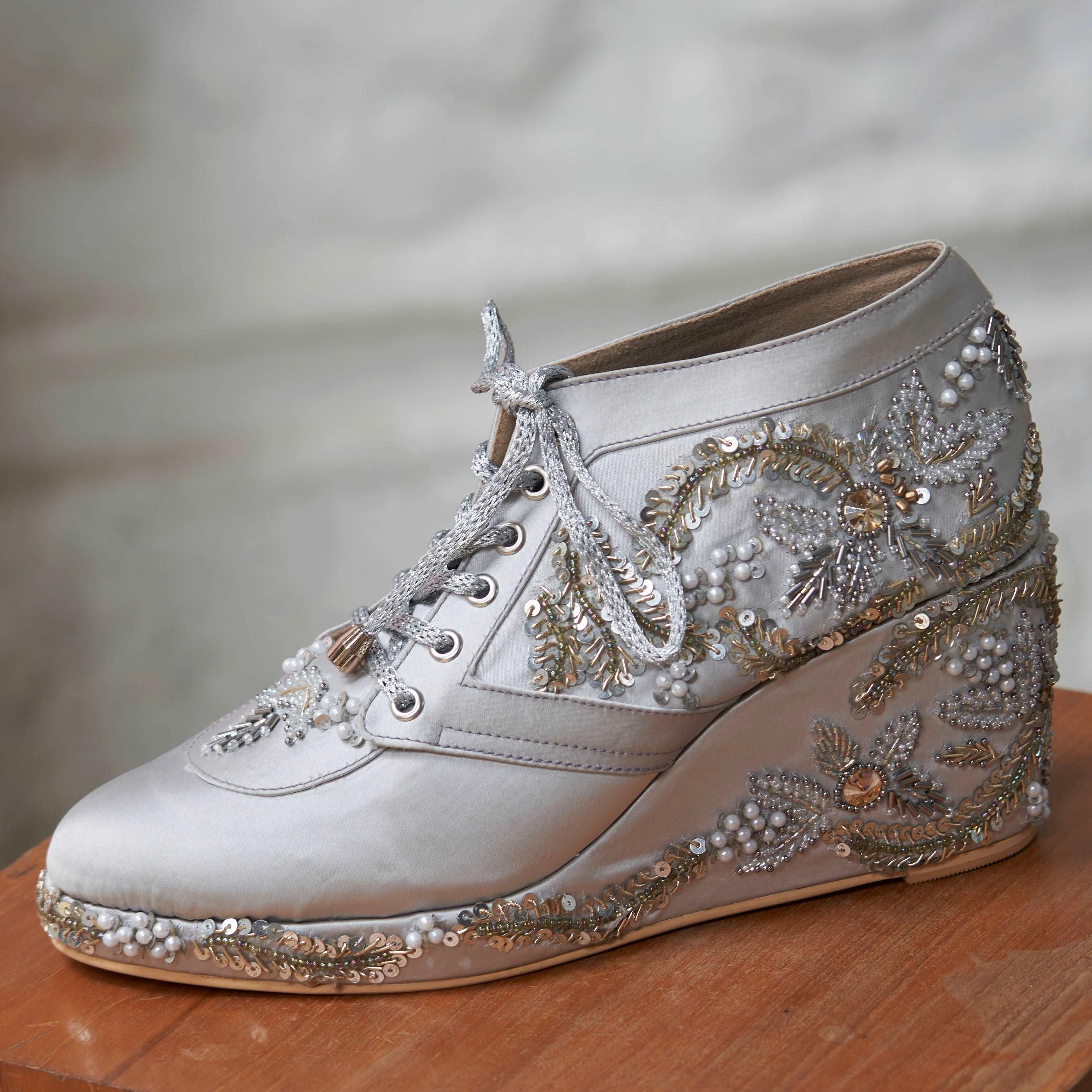 Grey Customizable Sneaker Wedges | Tiesta Private Sneakers Long Beach