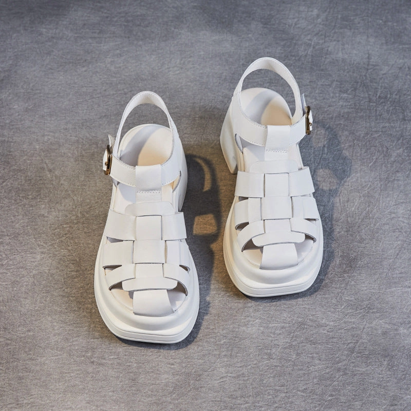 Women Handcraft Plaited Leather Chunky Lug Sole Sandals Sandals For Plantar Fasciitis