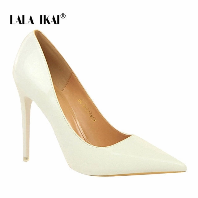 Japanese Sandals Name LALA IKAI Women Shallow Pump Basic Sandals Solid Colors Slip On PU High Heels Lady Sandal Femme Fashion Shoes 014C1236 -49