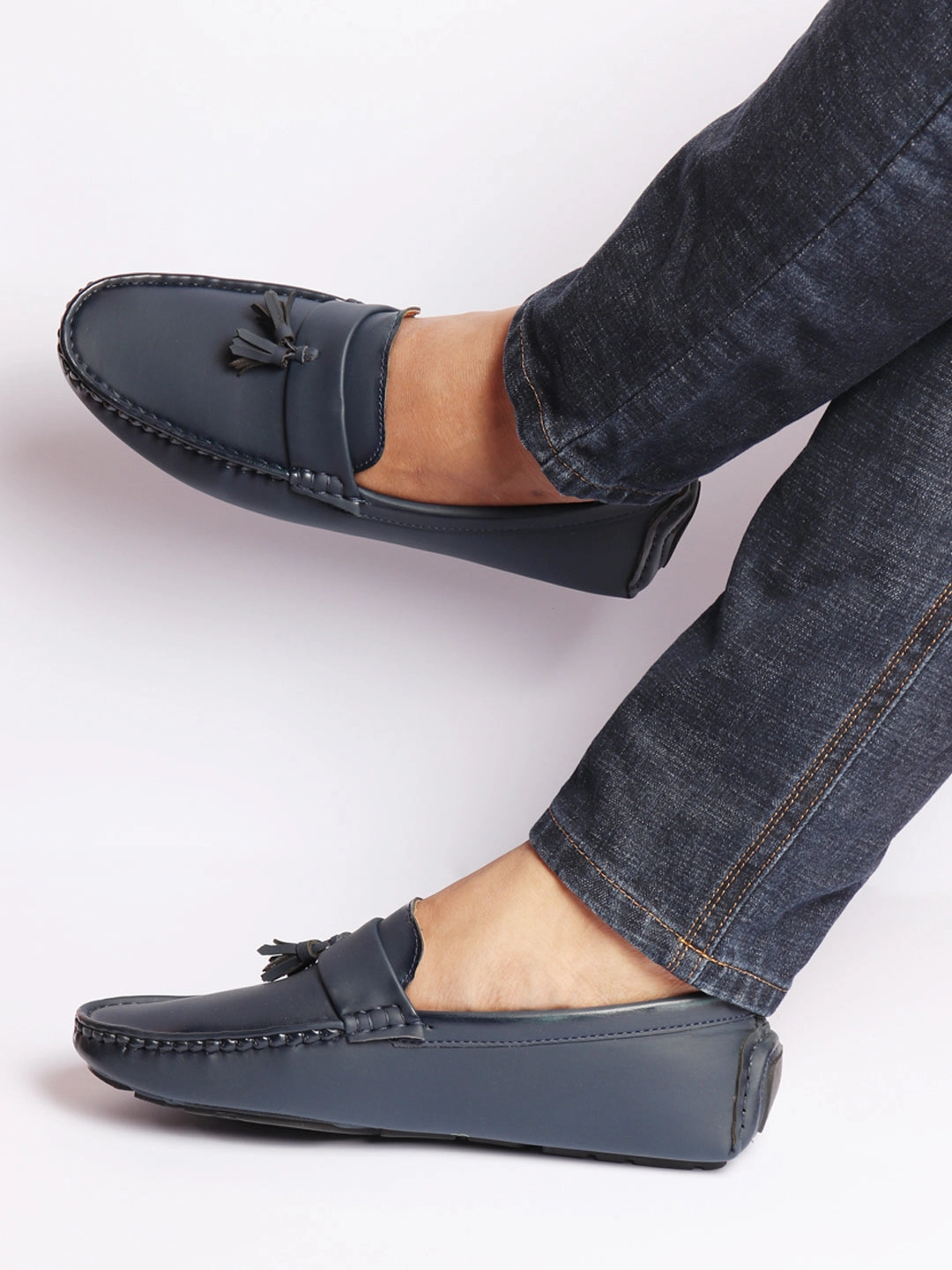 Casual Shoes That Look Good With Jeans Men Blue Driving Outdoor Tassel Loafer and Moccasin Shoes