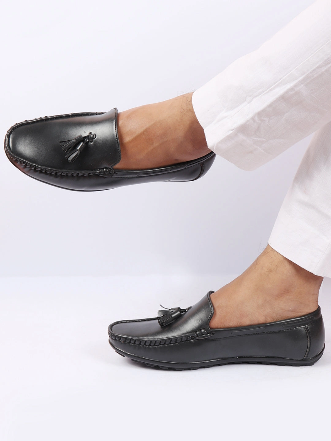 Casual Collection Golf Shoes Basics Men Grey Side Stitched Casual Slip On Tassel Loafers and Moccasin Shoes