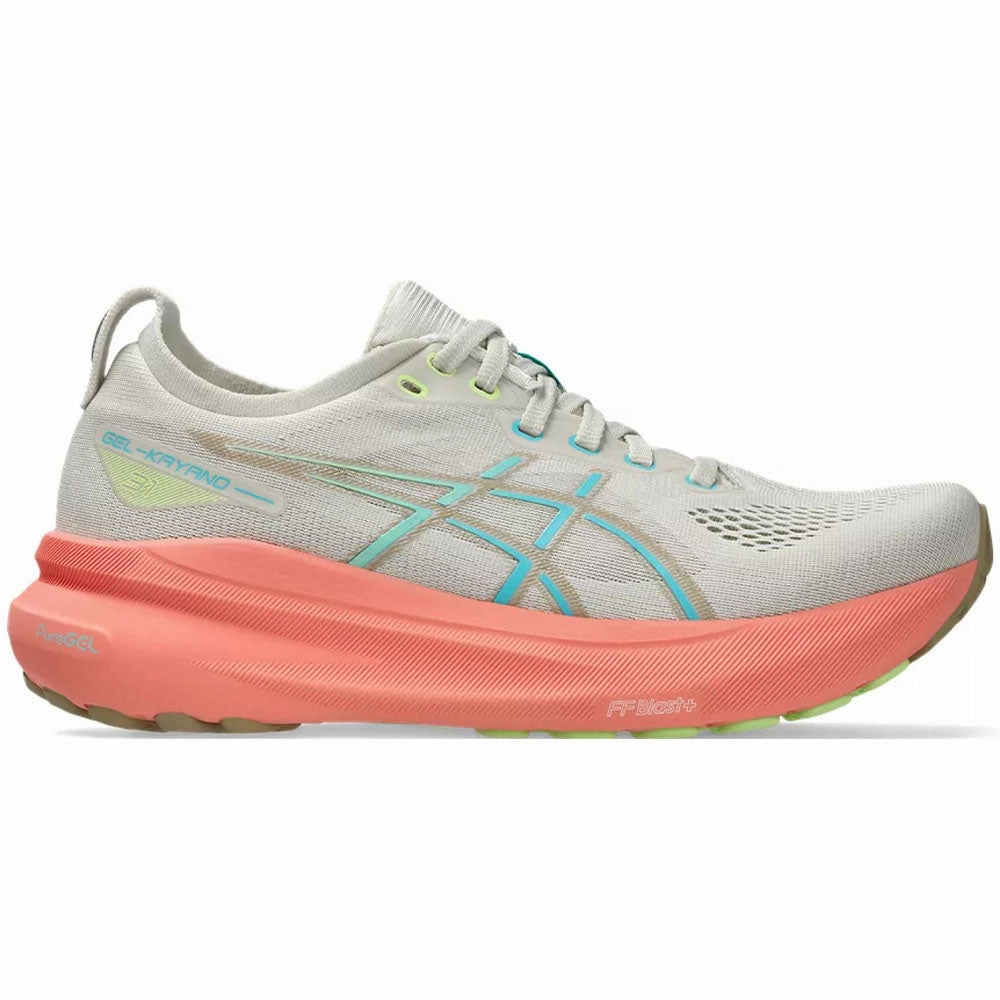 Asics 2e Running Shoes Women's Asics Gel-Kayano 31, Birch/Energy Aqua, 7 B Medium