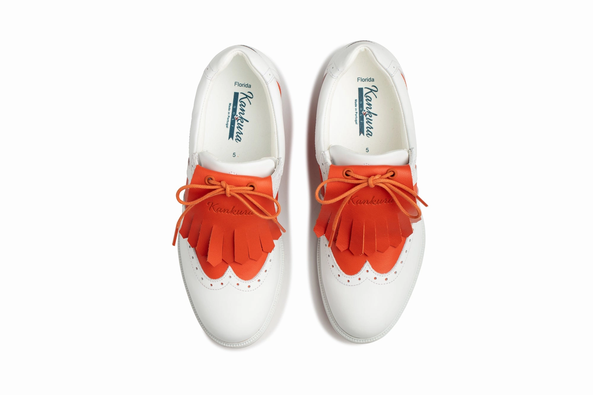 Florida 02   White|Orange   Women's Golf Shoes FL002 07 For Walkers Golf