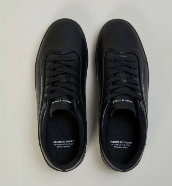 Hours is Yours Skateboard Shoes Code V2 Black Leather Hawk Skate Shoes