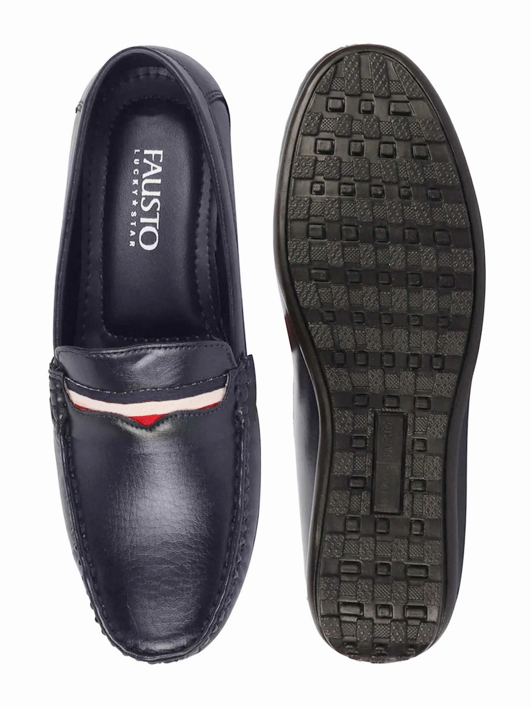 Basics Men Blue Colored Stripe Design Casual Slip On Loafers and Moccasin Shoes Shoes Dress Casual