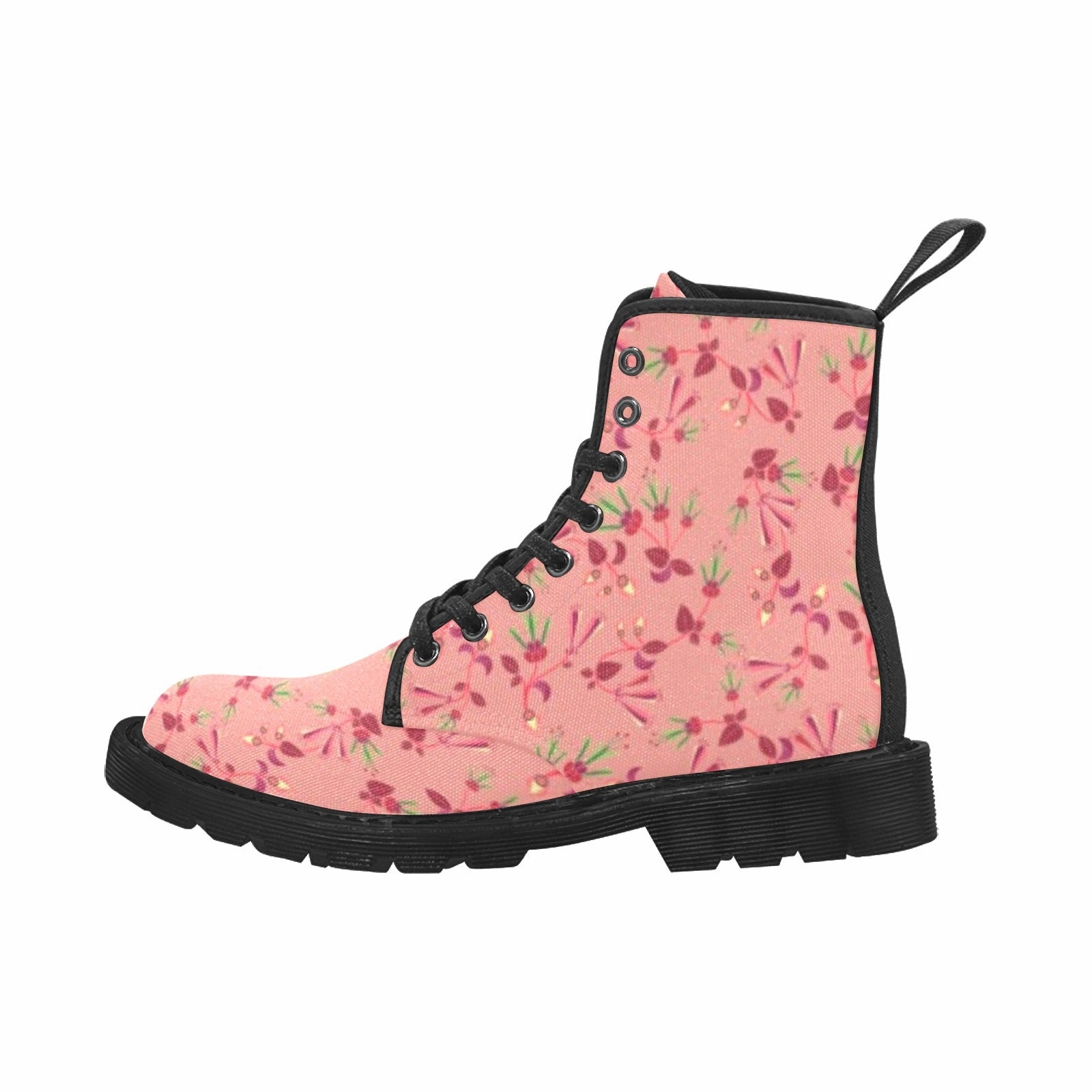 Combat Boots With Dress Swift Floral Peach Rouge Remix Boots for Women (Black)