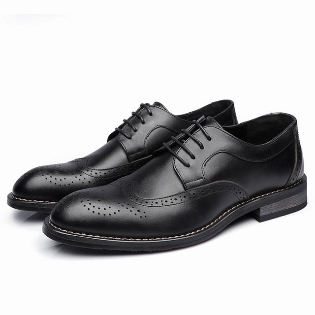 Decathlon Climbing Shoe 2020 Genuine Leather Men formal shoes Brogue elegant classic business wedding social mens dress shoes #MP222