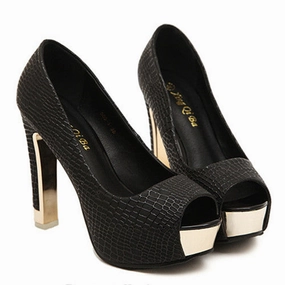 High Heel Boots Open Toe Thick High Heels Shallow Shoes