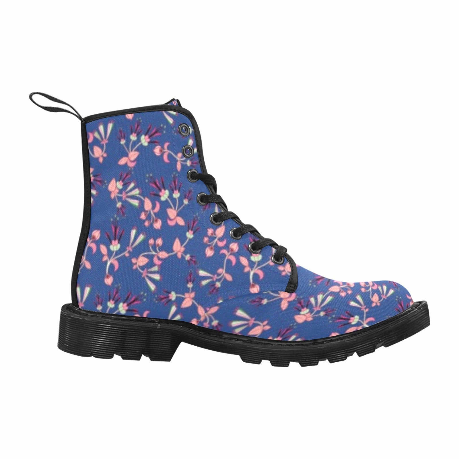 Swift Floral Peach Blue Boots for Women (Black) Wide Toe Box Boots