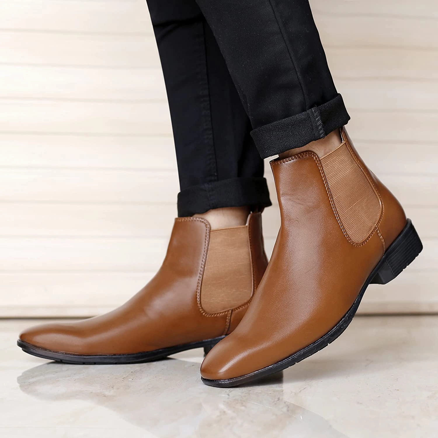 Humtto Hiking Shoes Review Classy New Arrival Latest Tan Casual Chelsea Boots For Men-JonasParamount
