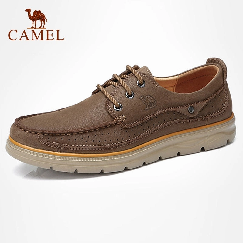 CAMEL Genuine Leather Men Casual Shoes Comfortable Fashion Footwear Soft Cowhide Male Man Shoes mocassin cuir homme Steel Toe Shoes Casual