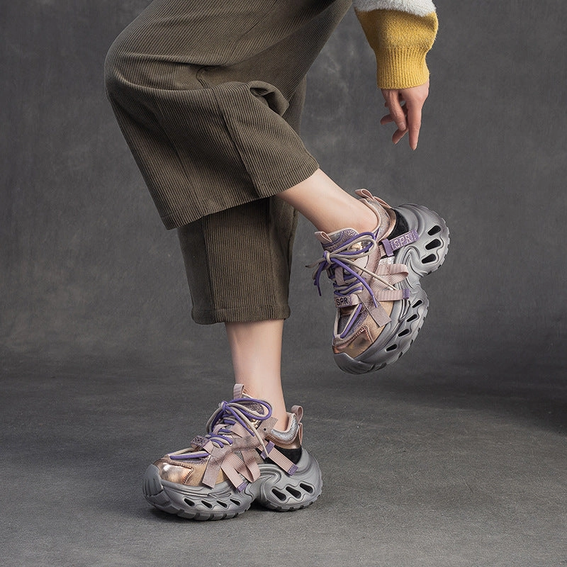 Women's Fashion Color Block Chunky Platform Sneakers Weight Sneakers