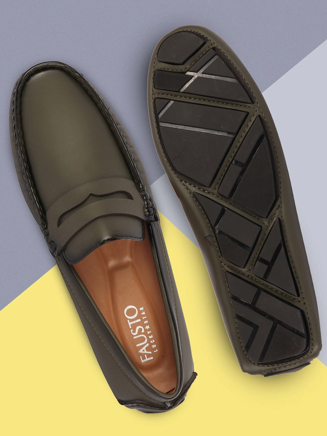 Casual Oxford Shoes Men Olive Hand Stitched Comfort Loafer and Moccasin Shoes