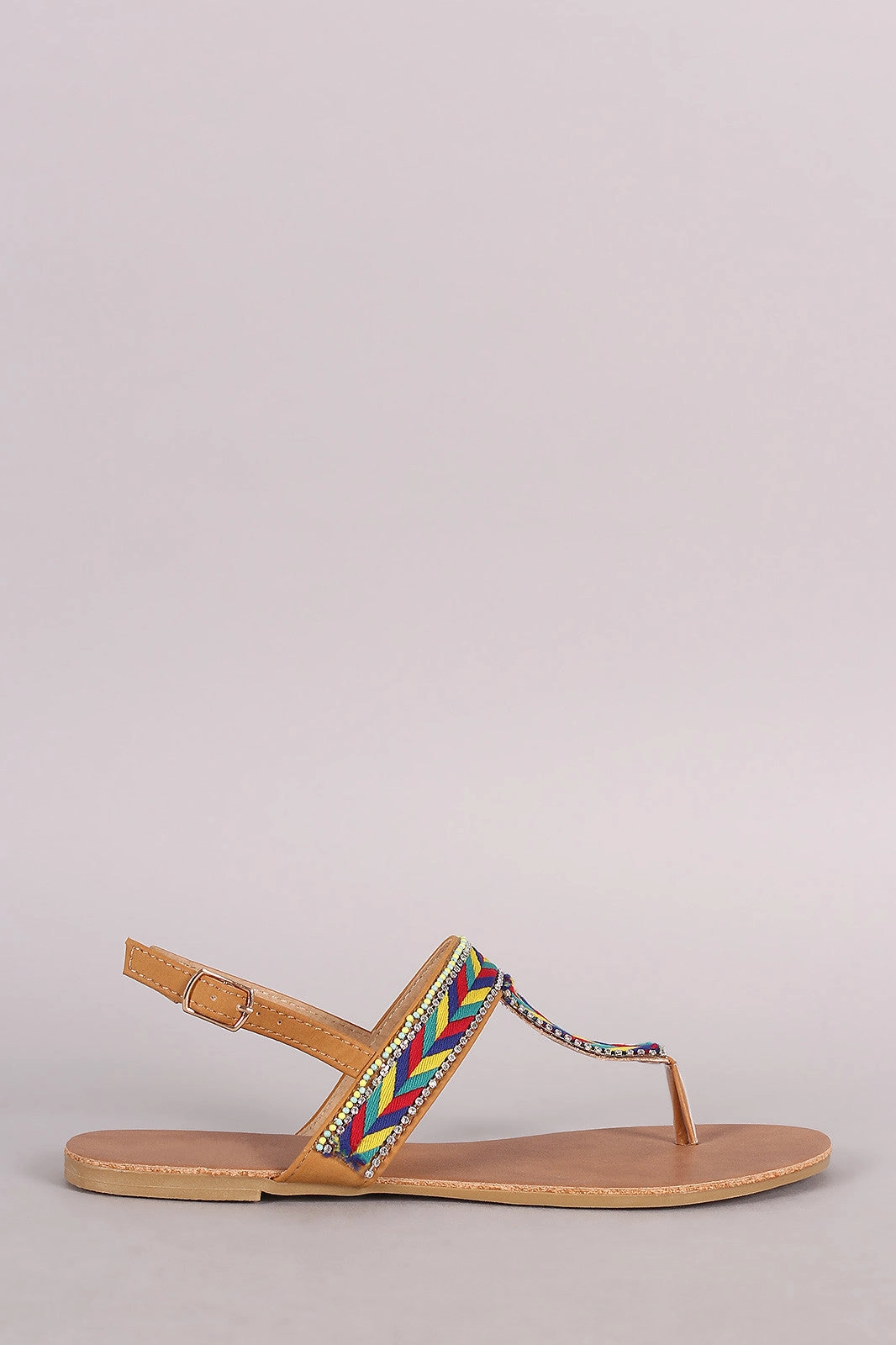 Tribal Braided Slingback Thong Flat Sandal Embellished Flat Wedding Shoes