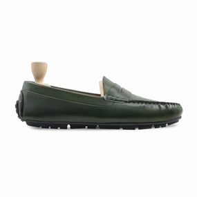Ball Shoes Casual Tuscan - Men's Green Calf Leather Driver Shoe
