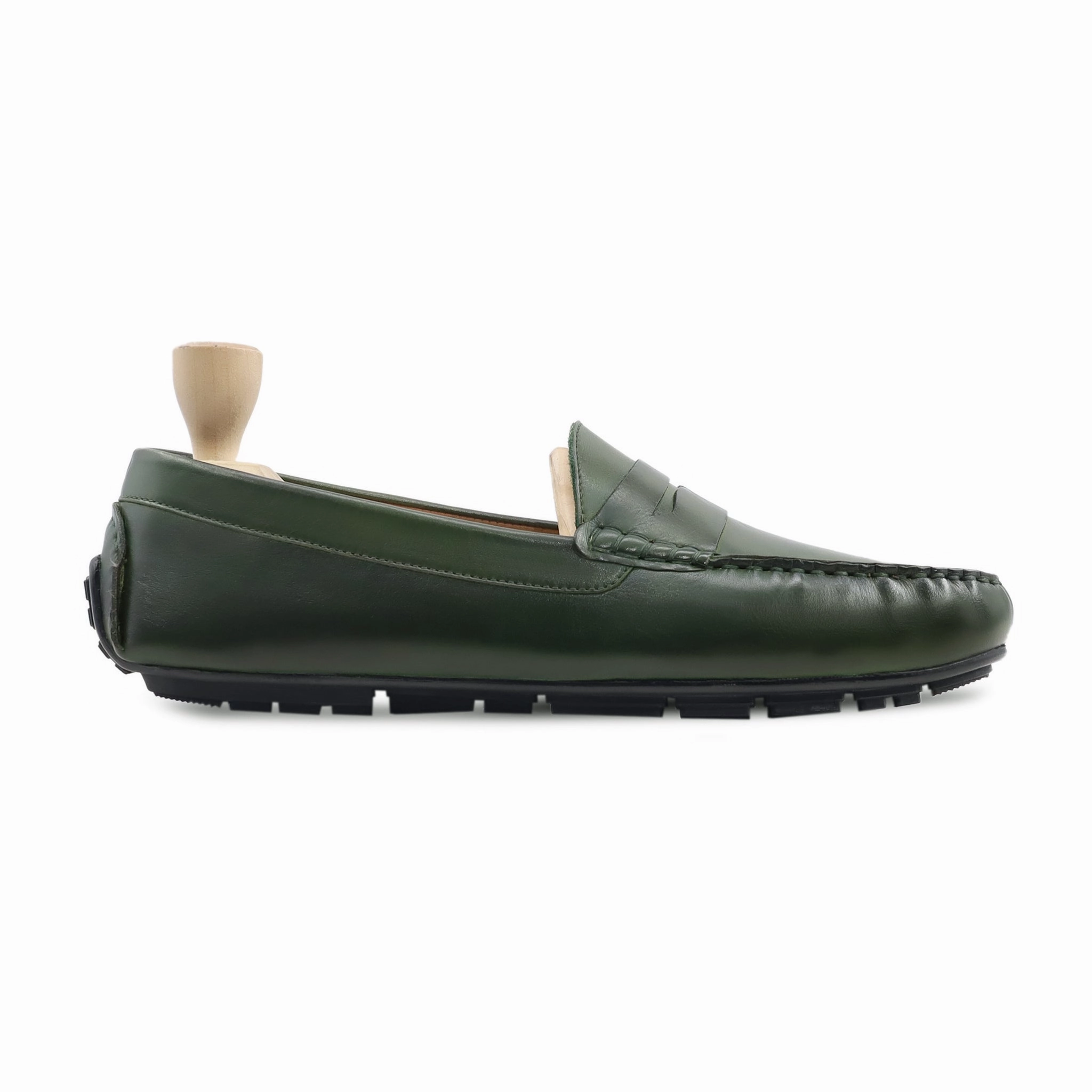 Shoes Casual Wear Tuscan - Men's Green Calf Leather Driver Shoe