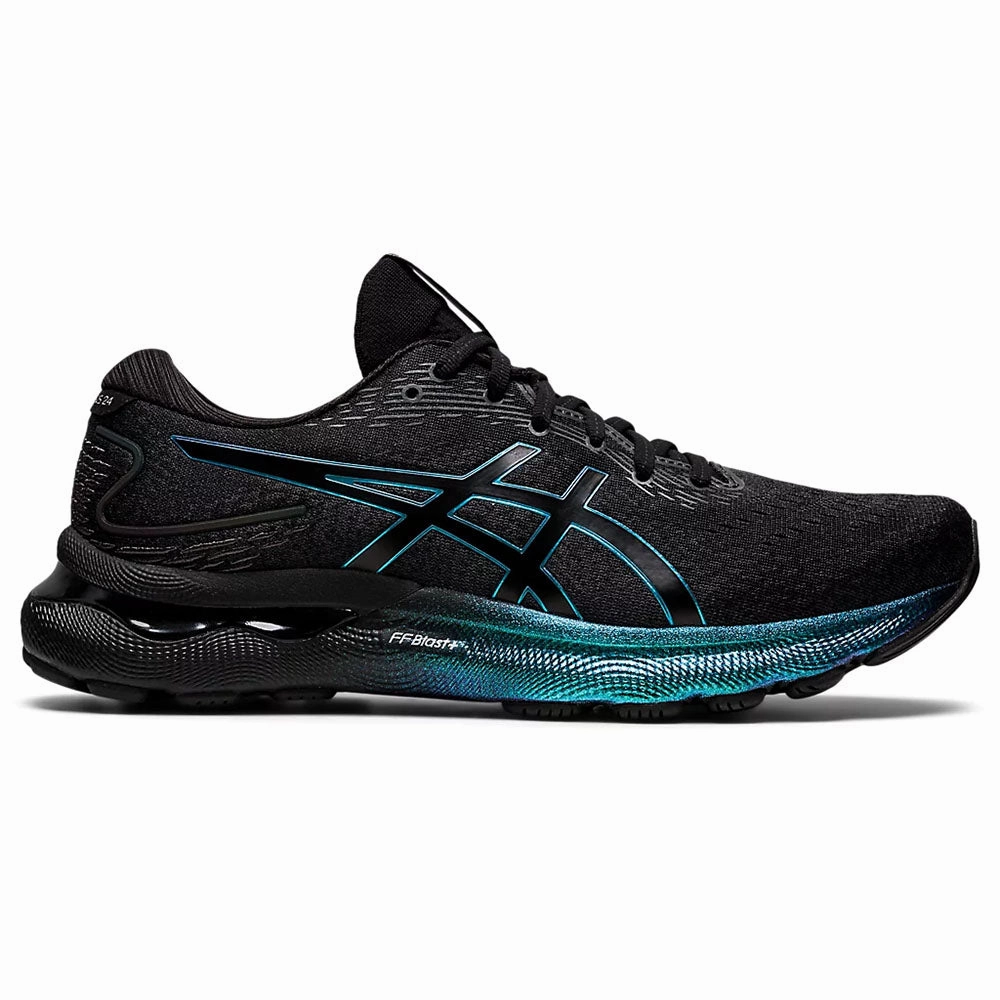 Men's Asics Gel-Nimbus 24 Platinum, Black/Black, 12.5 D Medium Asics Shoes Safety