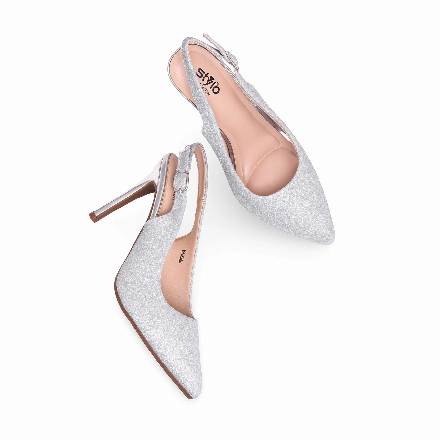 High Heel Confidential Silver Back Open WN5366