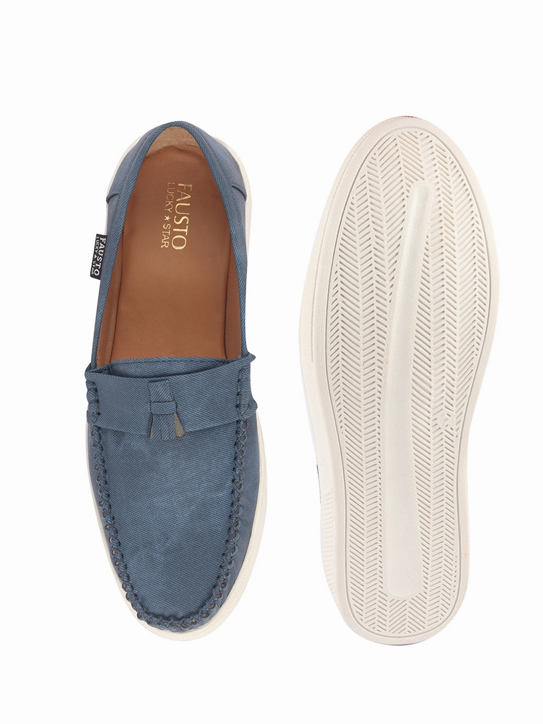 Nike Air Force 1 Fontanka Casual Shoes Men Blue Denim Stitched Casual Tassel Loafers|Mocassin Slip On Casual Shoes with TPR Sole|All Day Long Comfort