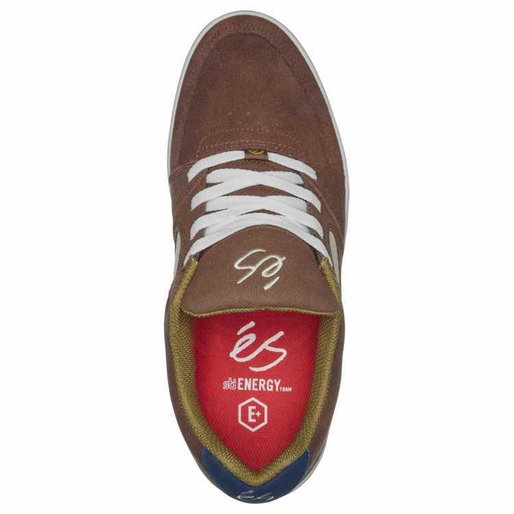 Es Skateboard Shoes Accel Slim Brown/Tan/Blue Matchcourt Slip On Skate Shoes