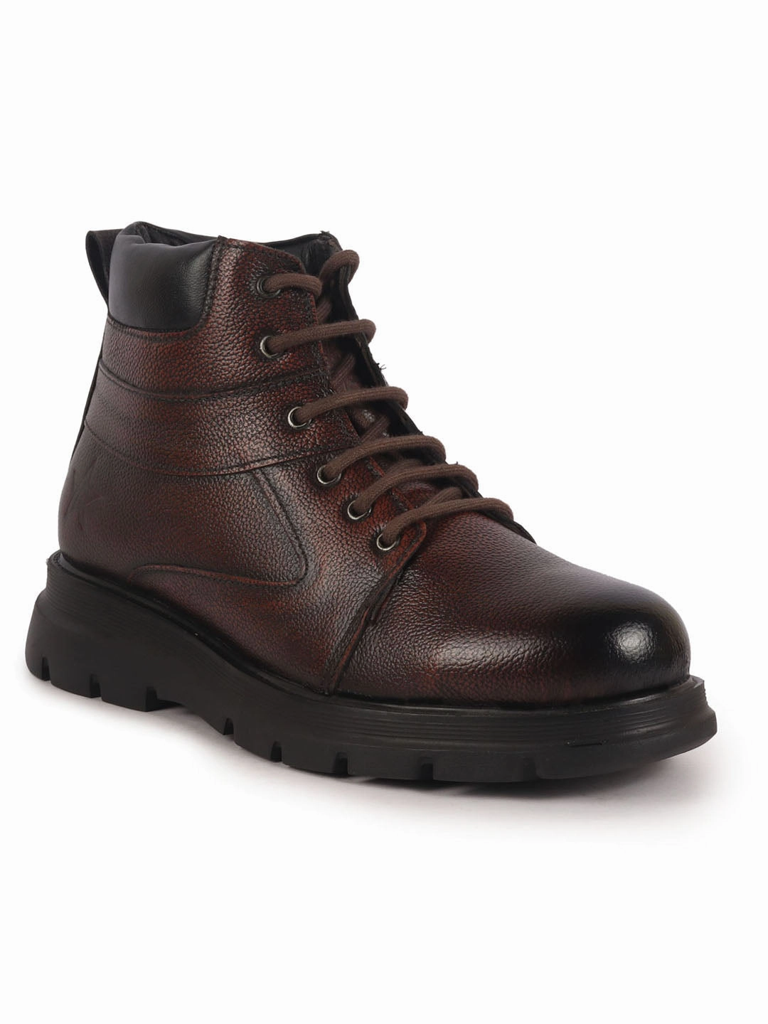 Perry Ellis Casual Shoes Men Cherry Genuine Leather Lace Up Ankle Boots|High Ankle Shoes|Featherlite Memory Cushion Boots|Casual and Work Wear