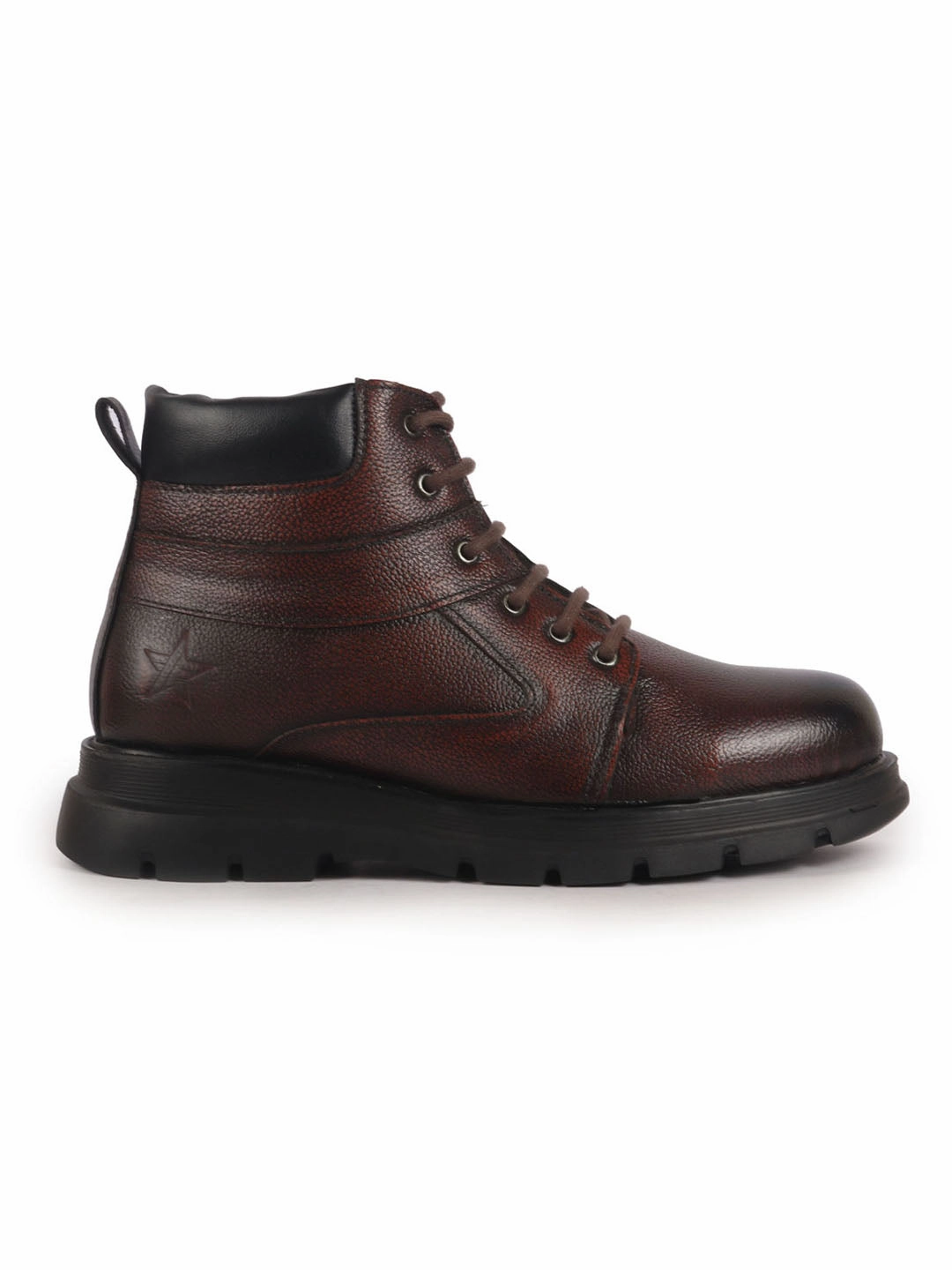 Casual Shoes Boots Men Cherry Genuine Leather Lace Up Ankle Boots|High Ankle Shoes|Featherlite Memory Cushion Boots|Casual and Work Wear