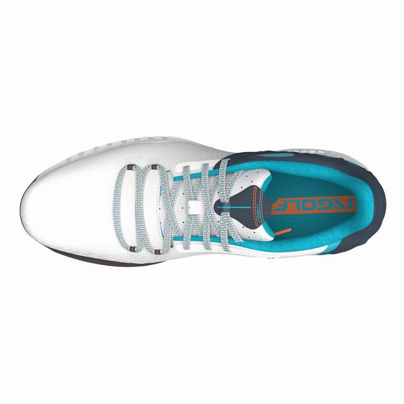 Waterproof Shoes Comfortable UNDER ARMOUR HOVR Drive 2 Men's Spiked Shoes (White/Grey/Blue)