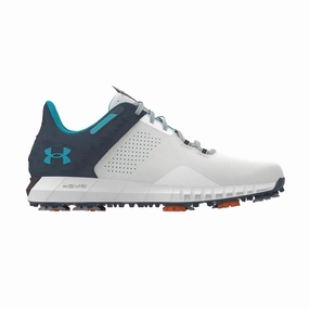 Weatherproof Shoes Waterproof UNDER ARMOUR HOVR Drive 2 Men's Spiked Shoes (White/Grey/Blue)