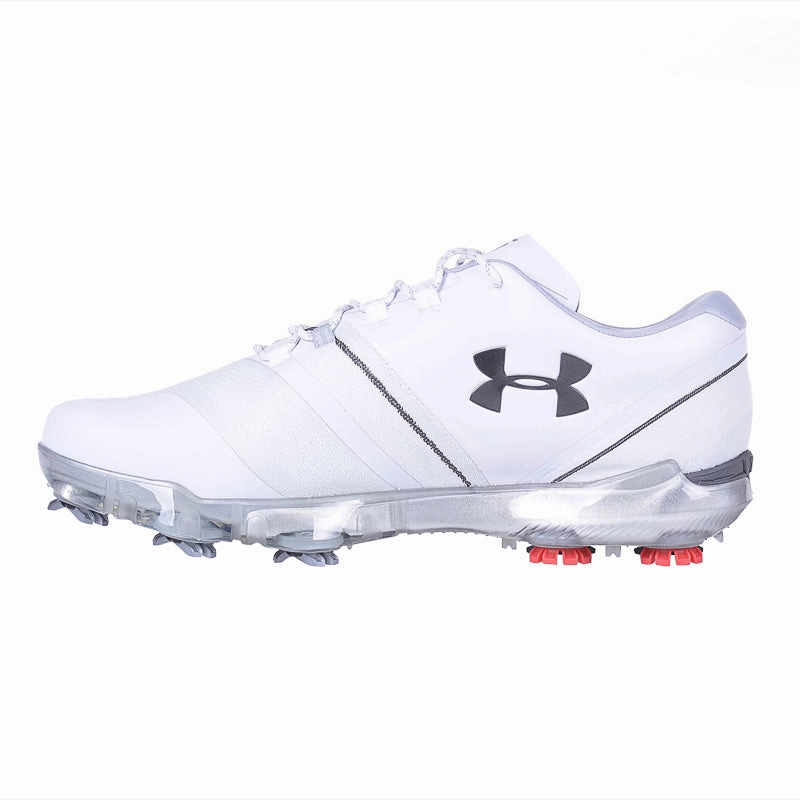 UNDER ARMOUR Spieth 3 Ee Men's Spiked Shoes (White/Grey) Best Everyday Waterproof Shoes