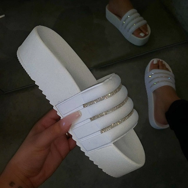 Women's Slippers Fashion Casual Slippers Women Thick Platforms Shoes Slippers Flip Flops Ladies Slides Rome Beach Sandals 2020