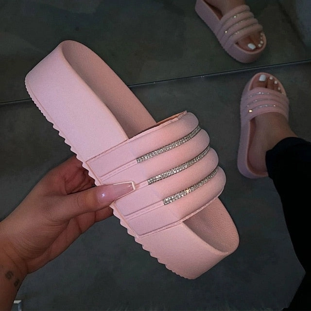 Women's Slippers Fashion Casual Slippers Women Thick Platforms Shoes Slippers Flip Flops Ladies Slides Rome Beach Sandals 2020