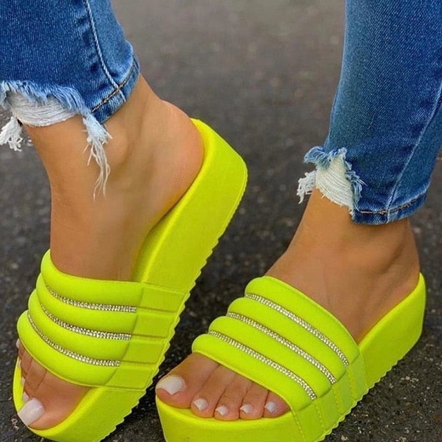 Women's Slippers Fashion Casual Slippers Women Thick Platforms Shoes Slippers Flip Flops Ladies Slides Rome Beach Sandals 2020