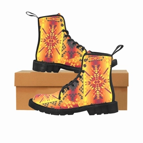 Desert Geo Yellow Red Boots for Women (Black) Outfits To Wear With Knee Boots