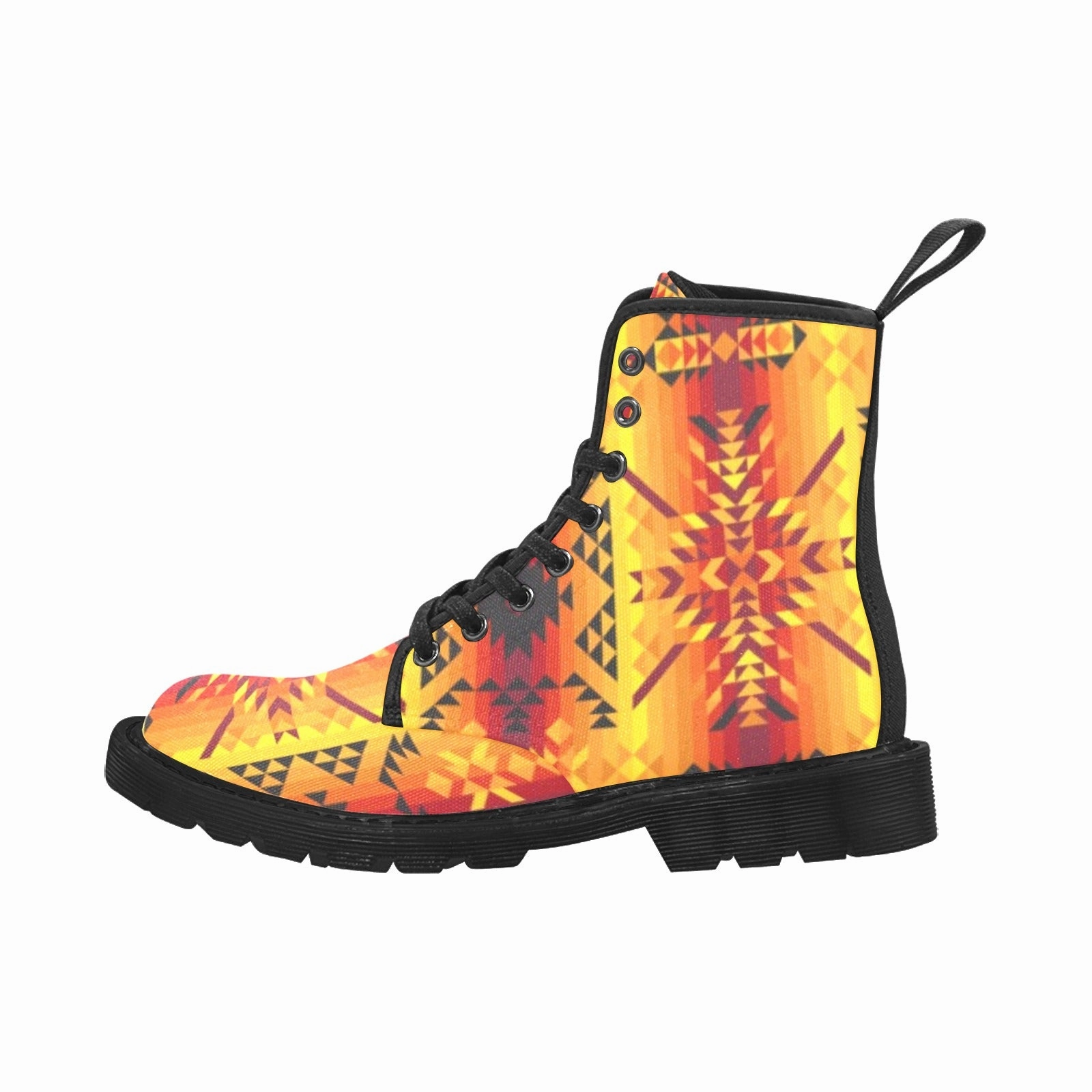 Desert Geo Yellow Red Boots for Women (Black) Outfits To Wear With Knee High Boots