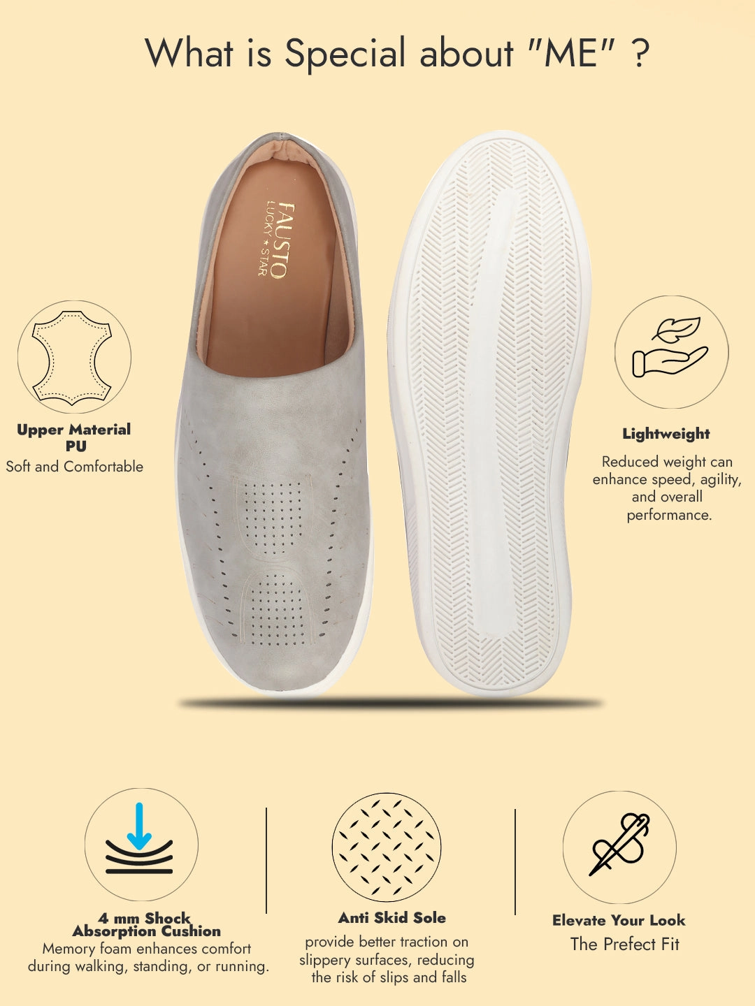 Men Grey Back Open Stylish Design Slip On Shoes Skechers Arch Fit Casual Shoes