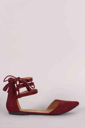 Best Running Shoe Inserts For Flat Feet Qupid Suede Triple Ankle Strap Lace-Up Dorsay Flat