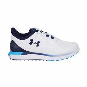 UNDER ARMOUR Drive Men's Spikeless Shoes (White/Navy) Comfortable Walking Shoes Waterproof