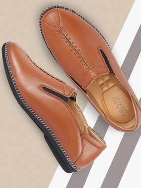 Men Tan Casual Cap Toe Hand Stitched Slip On Shoes Waterproof Zero Drop Hiking Shoes