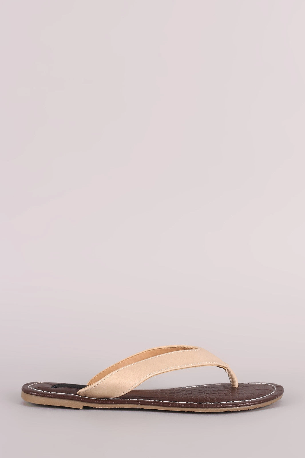 Wild Diva Lounge Croco Embossed Thong Flat Sandal Flat Laces For Shoes