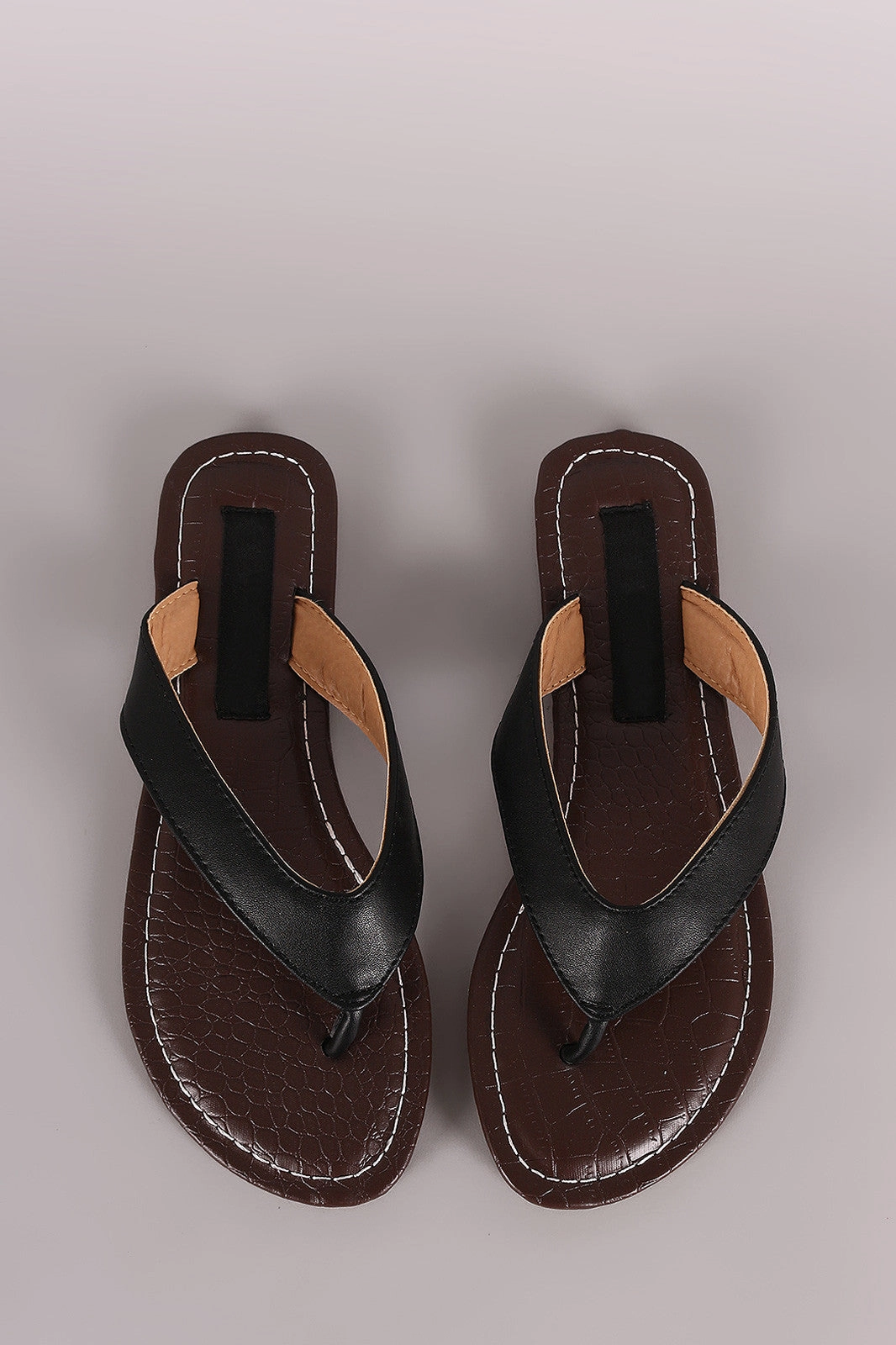 Shoes That Help With Flat Feet Wild Diva Lounge Croco Embossed Thong Flat Sandal