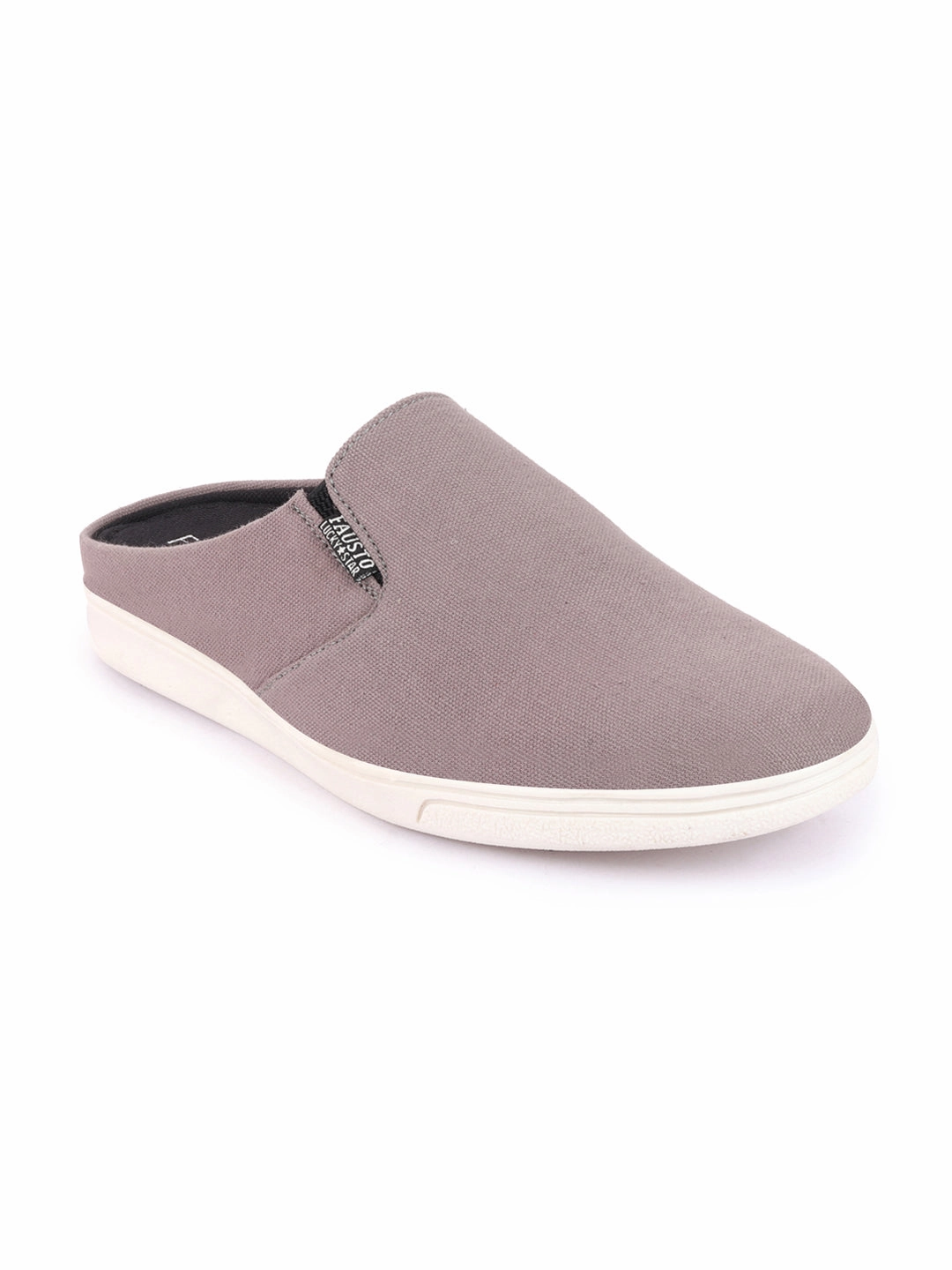 Men Grey Casual Back Open Canvas Stylish Slip On Shoes Roots Hiking Boots