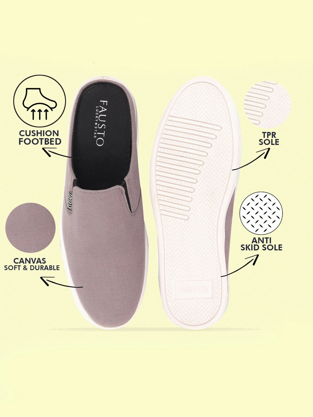 Ankle Support Hiking Boots Men Grey Casual Back Open Canvas Stylish Slip On Shoes