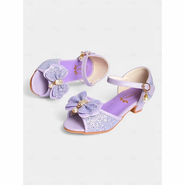 with Accent Sandals Bow Girls' Purple Pearl Glitter