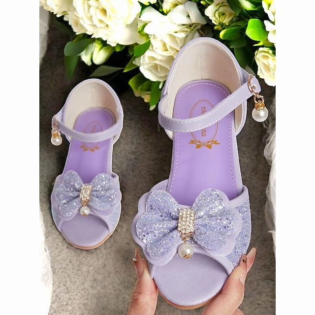 with Accent Sandals Bow Girls' Purple Pearl Glitter